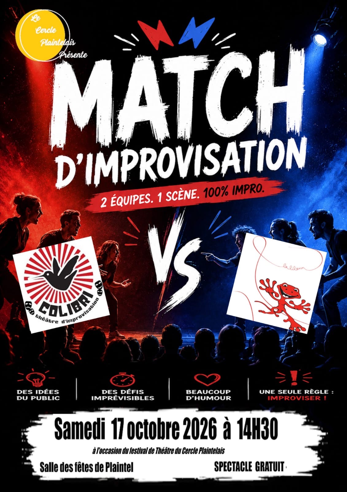 Match d’improvisation avec La Lilann – Samedi 17 octobre à 14h30 – Salle des fêtes de Plaintel
